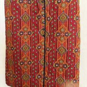 Bohemian Red Patterned Skirt